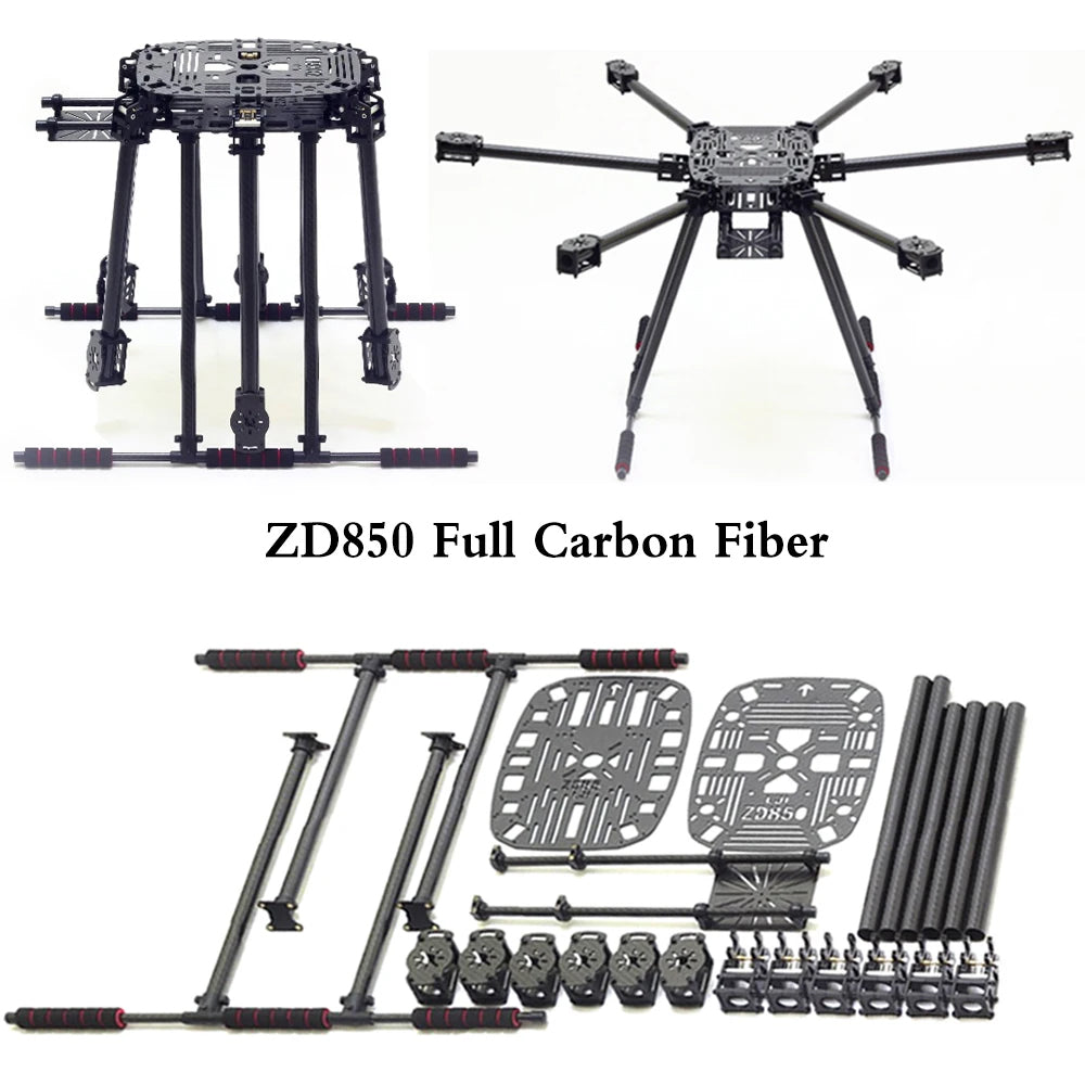 ZD850 Full Carbon Fiber 850mm Hexa-Rotor Frame APM 2.8 Flight Controller GPS QM5010 380KV Motor 1555 Carbon Fiber Propeller  set