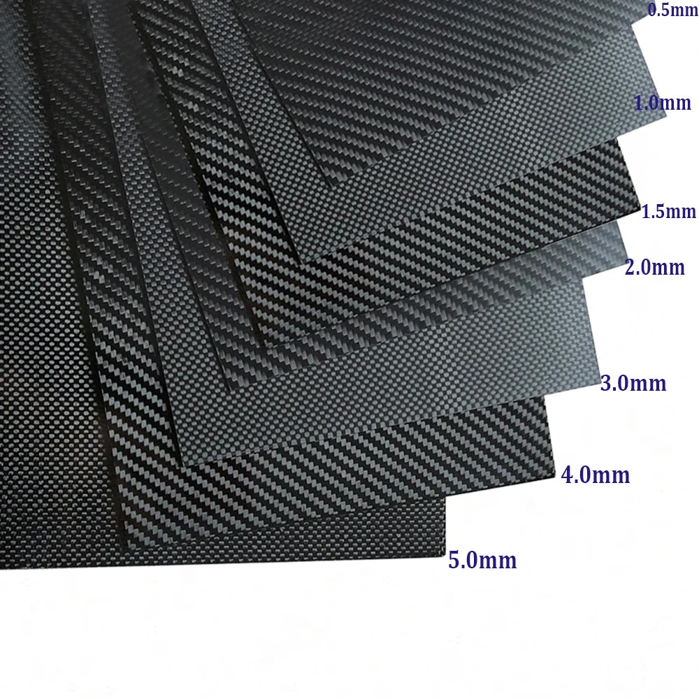 3K Carbon Fiber Plate 400*200mm Thickness 0.5mm 1mm 1.5mm 2mm 3mm 4mm 5mm High Composite Hardness Material Carbon Plate for RC Drones/Toys/Various Models