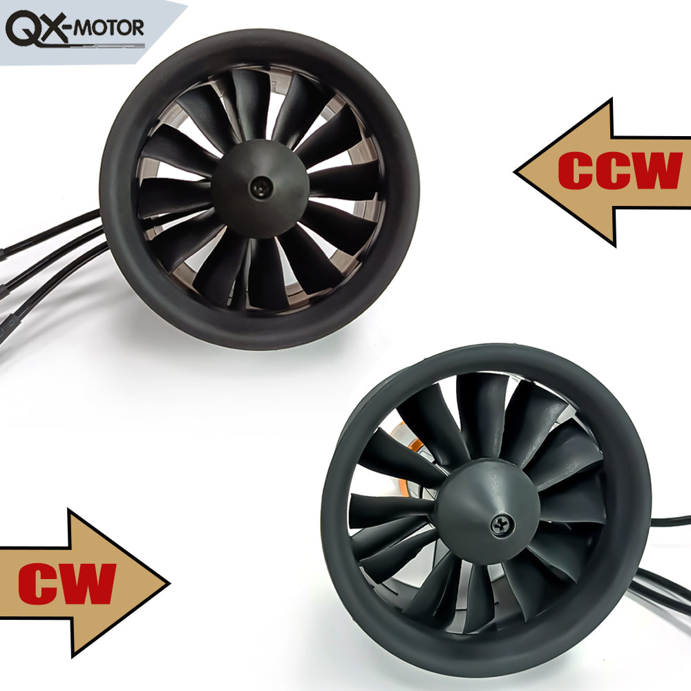 QX-MOTOR new 64mm EDF 12 Blades Ducted Fan CW/CCW with QF2822 2100KV 2300KV 3300KV 4300KV Brushless Motor for Remote control toy