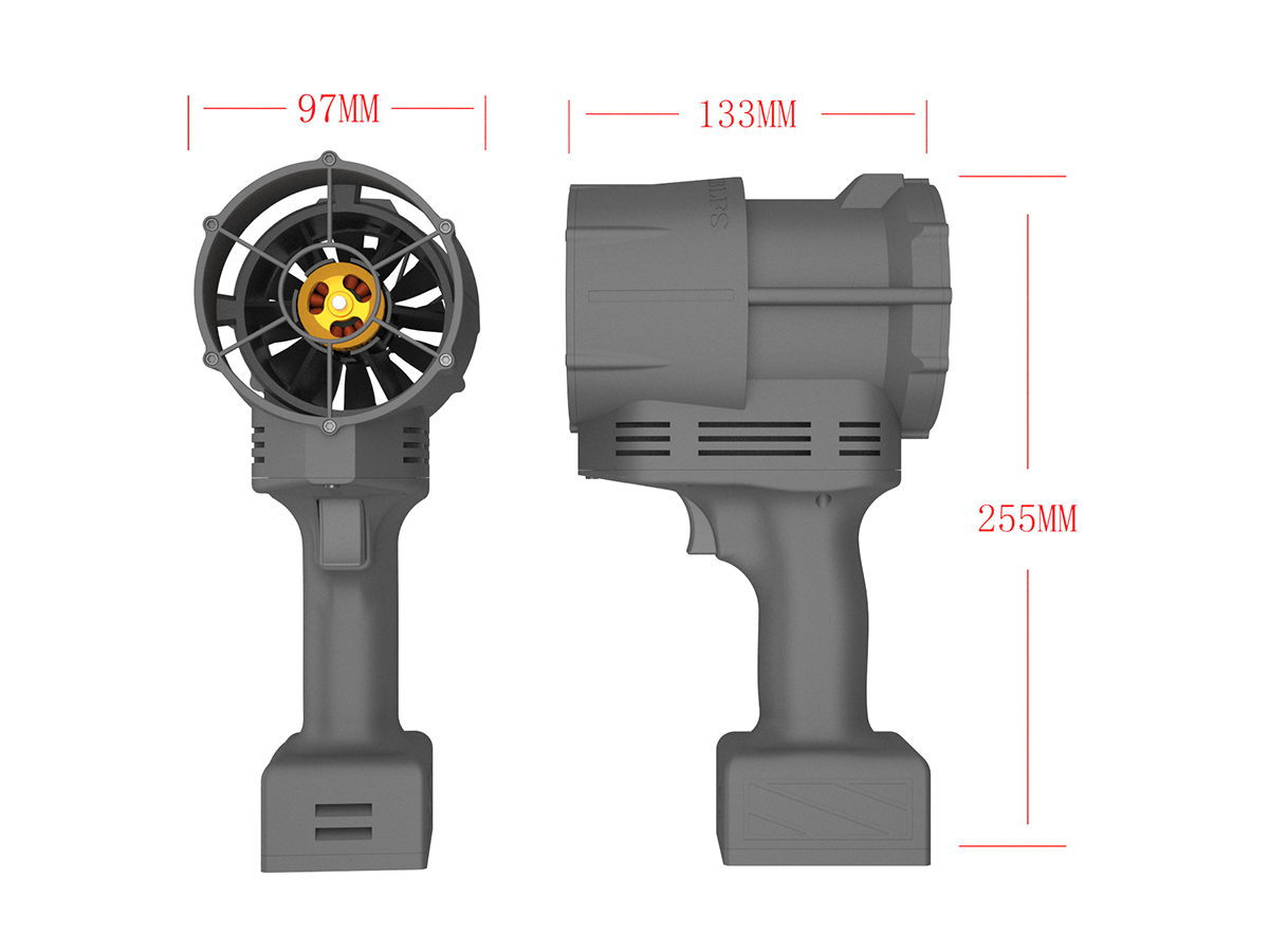 QX-MFLU high-power turbine 70mm violent fan, portable handheld industrial powerful fan, used for water/dust/snow removal