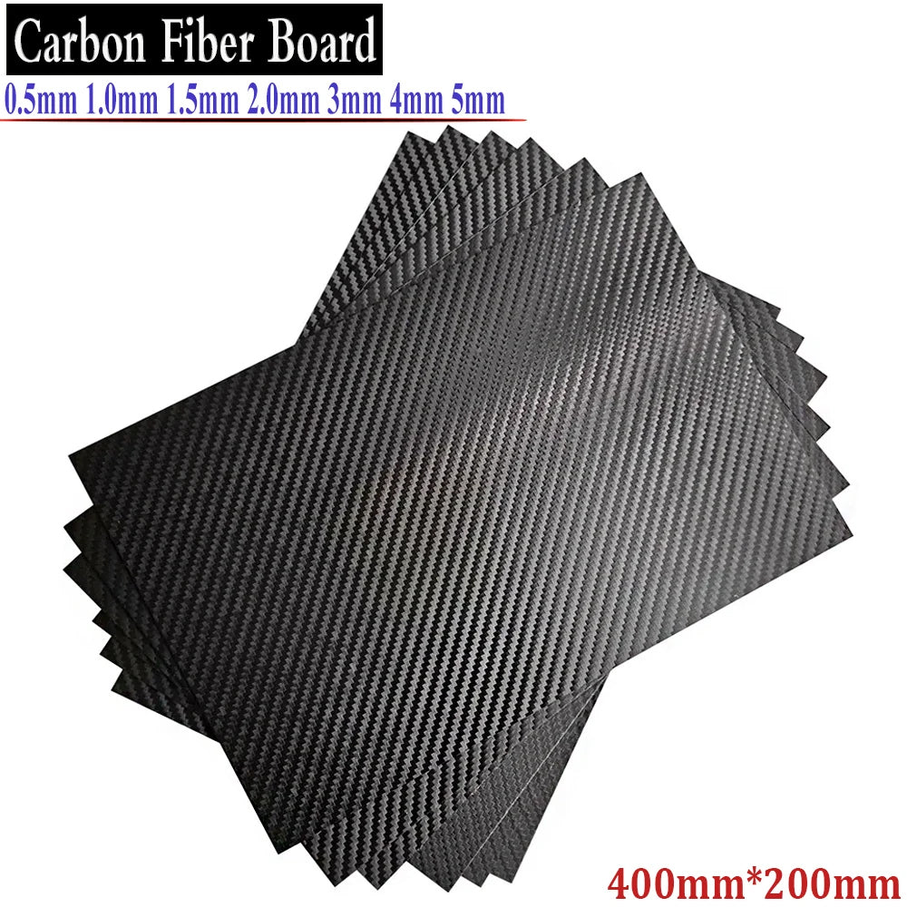 3K Carbon Fiber Plate 400*200mm Thickness 0.5mm 1mm 1.5mm 2mm 3mm 4mm 5mm High Composite Hardness Material Carbon Plate for RC Drones/Toys/Various Models