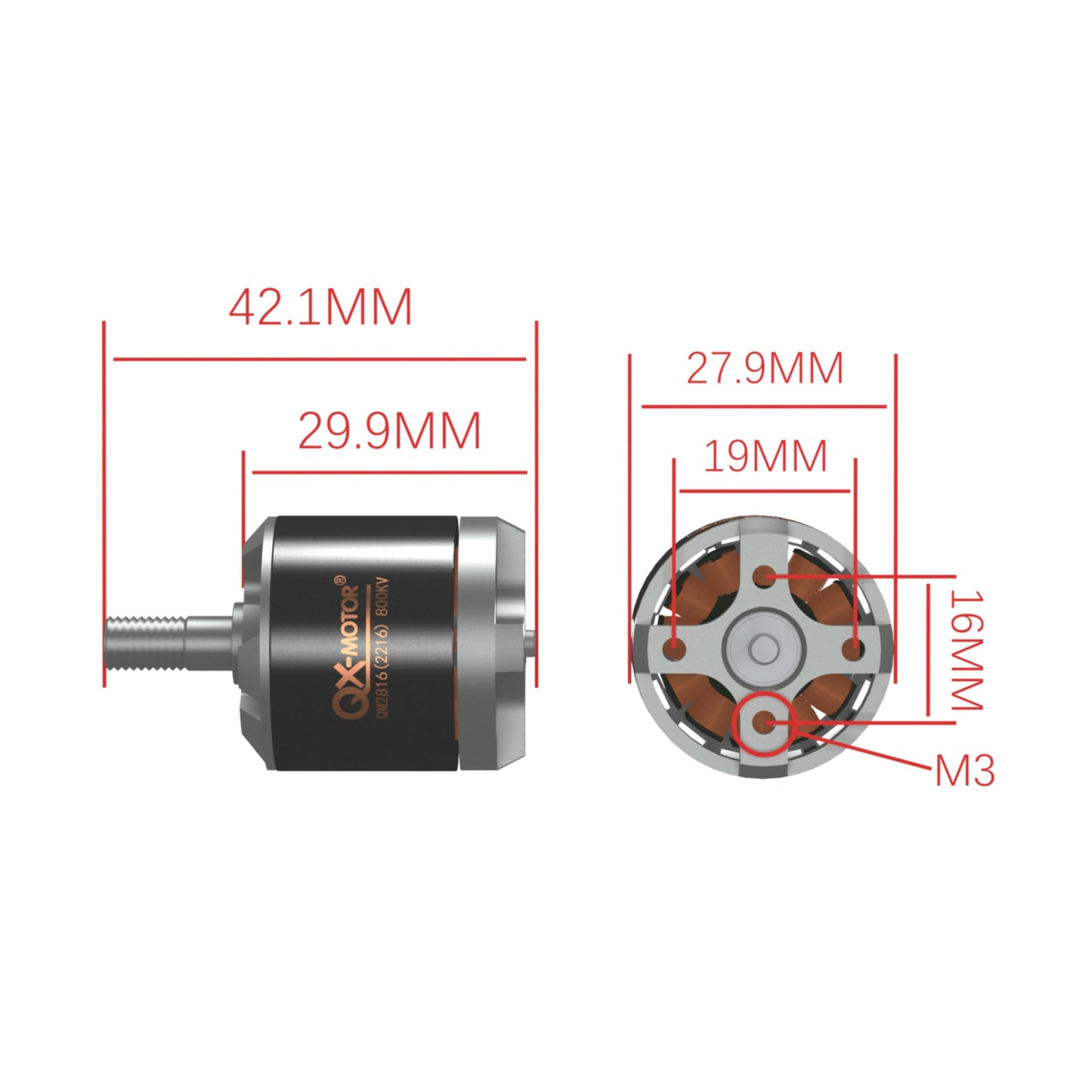 QX-Motor QM2816 2216 1100KV 800KV Brushless Motor 3S 4S Performance CW CCW for Remote control toy parts