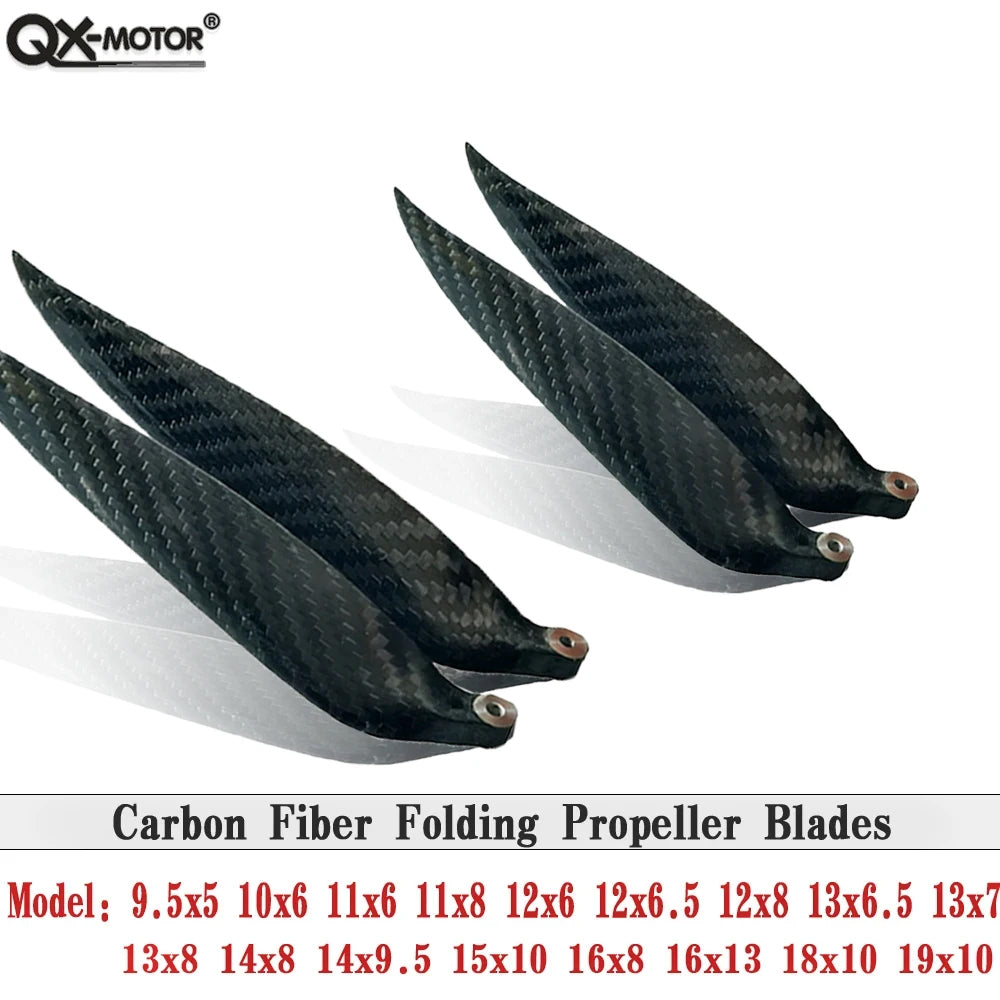 QX-MOTOR Carbon Fiber Folding propeller blade 9.5x5 10x6 11x6 11x8 12x6 13x6.5 13x7 13x8 14x8 14x9.5 15x10 16x8 16x13 18x10 19x10  For RC Airplane Props Fixed Wing Model