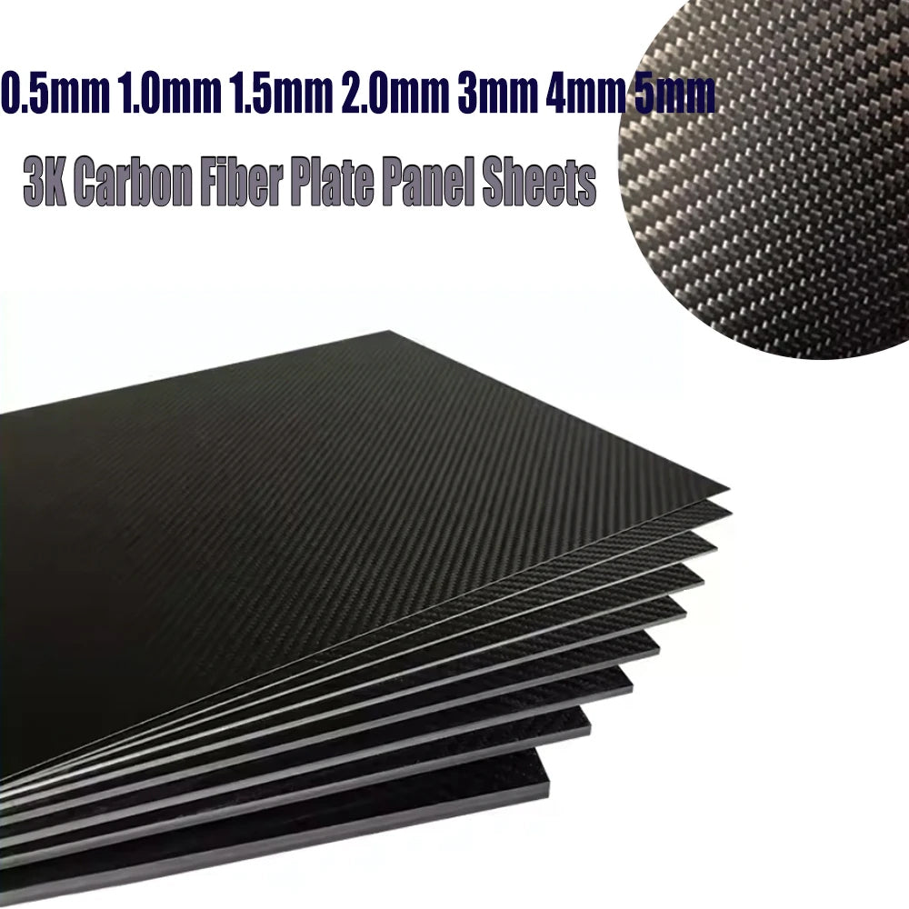 3K Carbon Fiber Plate 400*200mm Thickness 0.5mm 1mm 1.5mm 2mm 3mm 4mm 5mm High Composite Hardness Material Carbon Plate for RC Drones/Toys/Various Models