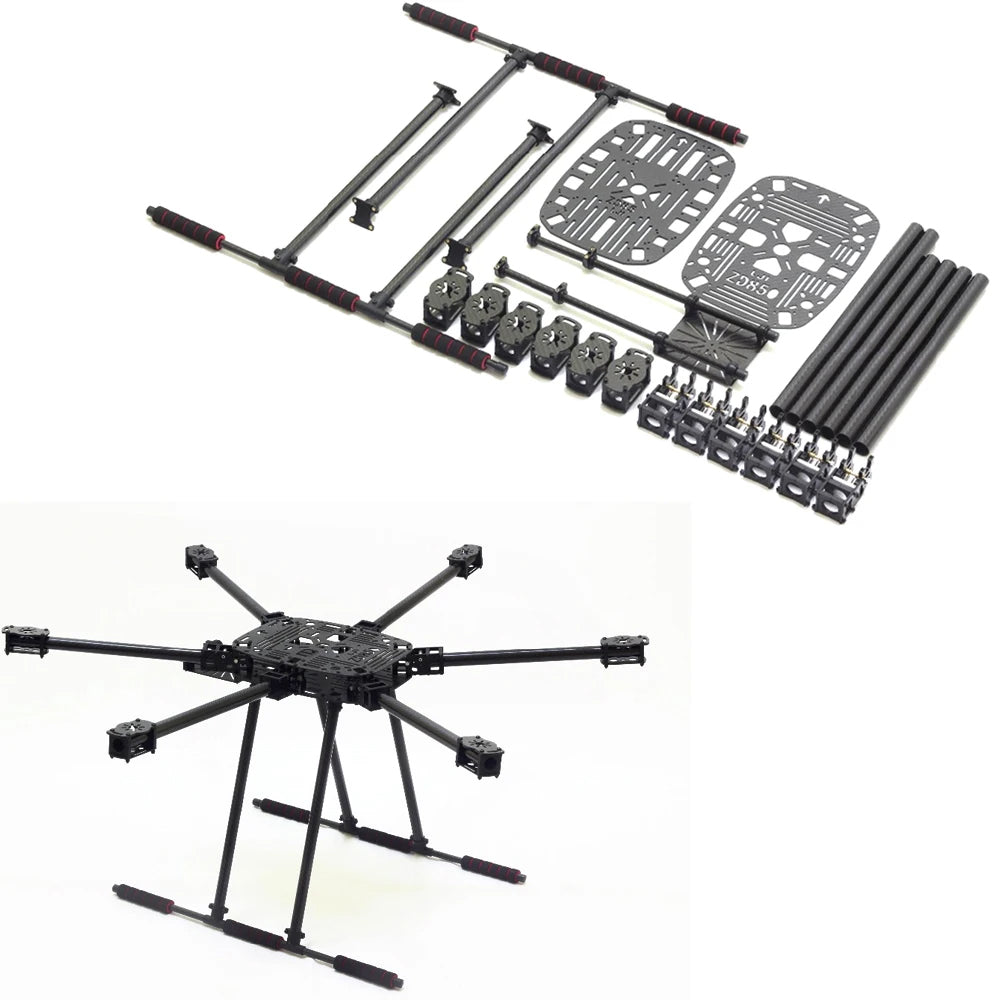 ZD850 Full Carbon Fiber Hexa-Rotor Frame Complete Set DIY Drone Accessories with QX-40A ESC/GPS/1555 Carbon Fiber Propellers