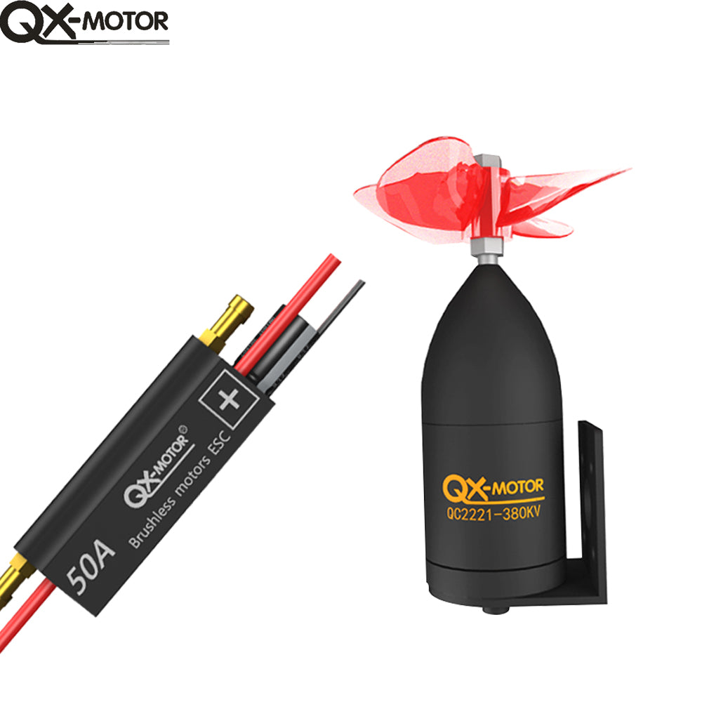  QX-MOTOR QC2221 Waterproof Underwater Propulsor 380/550KV CW CCW Brushless Motor with 50A ESC For RC Fishing Bait Boat Model