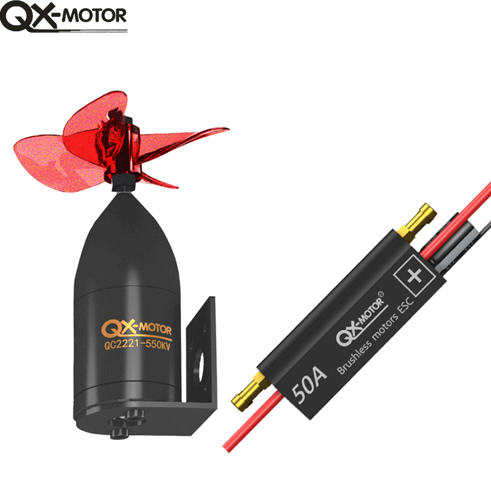  QX-MOTOR QC2221 Waterproof Underwater Propulsor 380/550KV CW CCW Brushless Motor with 50A ESC For RC Fishing Bait Boat Model