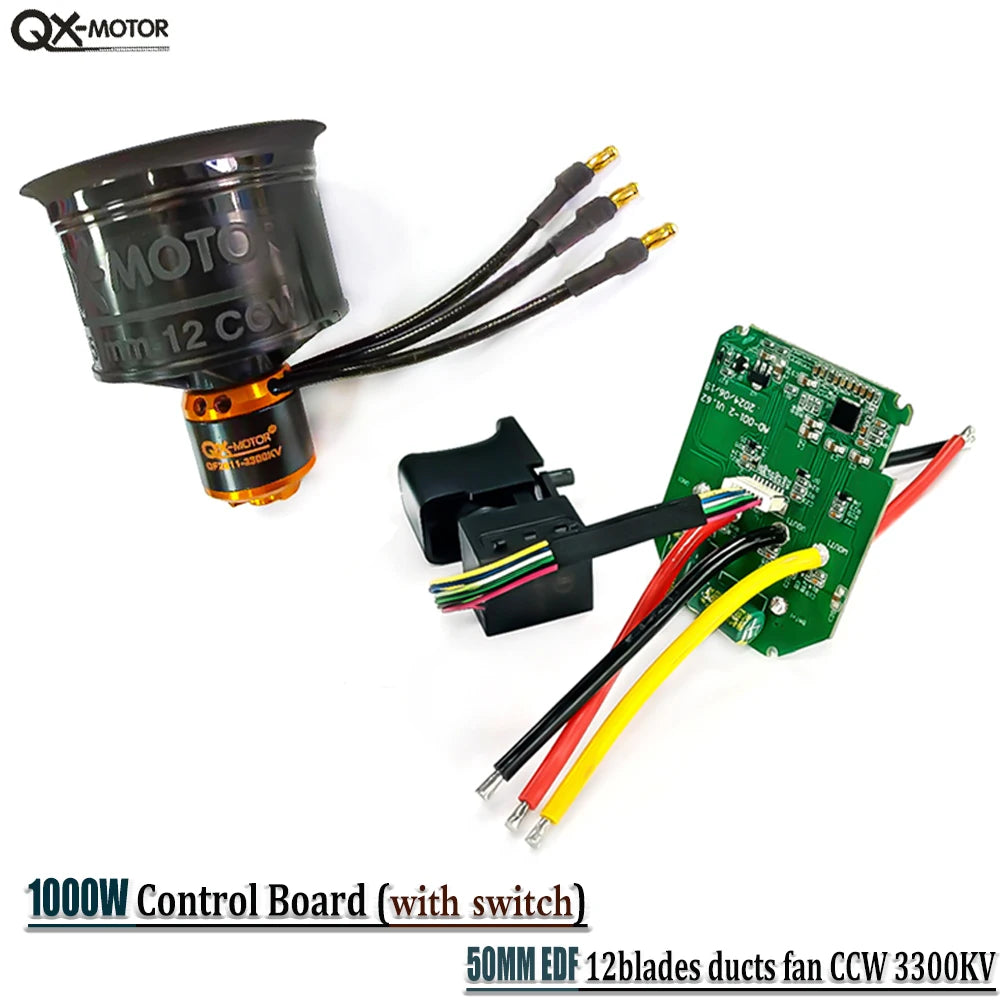 Brushless motor circuit board 1000watt controller (with switch)and 50mm EDF 12 blades fan CCW 3300KV for violent fan accessories