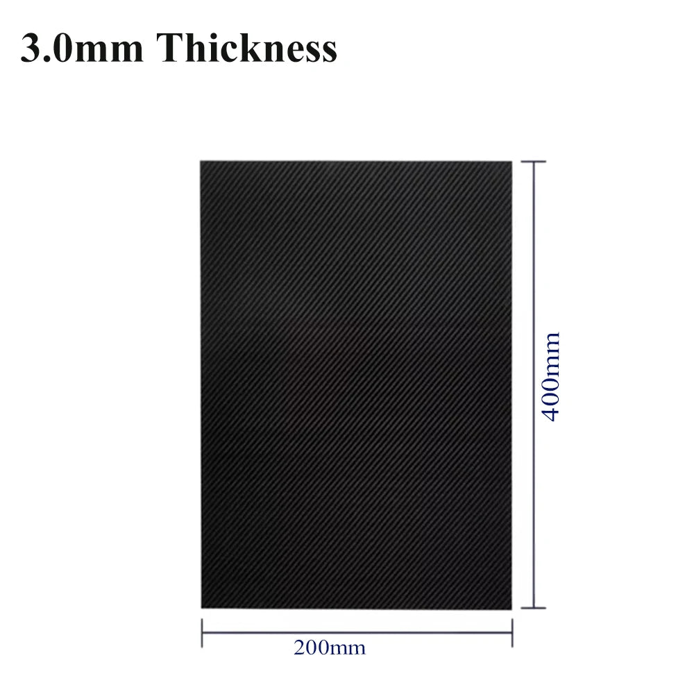 3K carbon fiber board 40x20cm, made of high-quality carbon fiber raw materials and good basic resin, with high tensile strength, corrosion resistance, earthquake resistance, and impact resistance