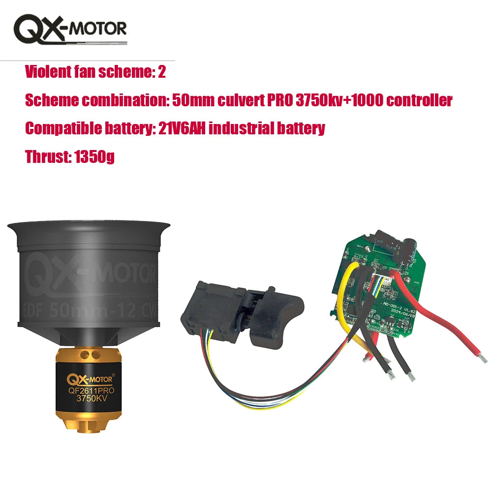 QX-MFLU 50mm 64mm 70mm EDF brushless motor (CW/CCW) assembly parts, equipped with 1KW controller and switch components