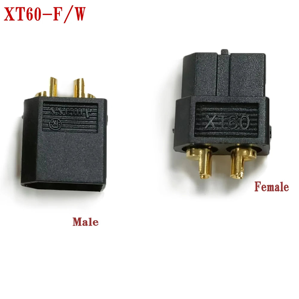 Amass 10/20/50 pair XT60 black brass plated gold bullet connector plug, suitable for remote control toy parts