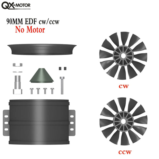 QX-MOTOR 30MM 50MM 64MM 70MM 80MM 90MM EDF no motor 6/12 Blades Ducted Fan For Remote Control Toy Parts