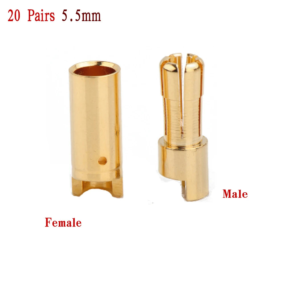 Amass 20/50/100Pairs 5.5mm 6mm 8mm Male Female Bullet Banana Plug Connector for Lipo Battery ESC Motor Remote control toy parts