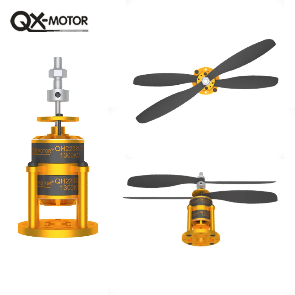 QX-MOTOR QH2208-V2 1300kv coaxial dual propeller brushless motor, paired with 8045 9047 propeller, suitable for toy accessories