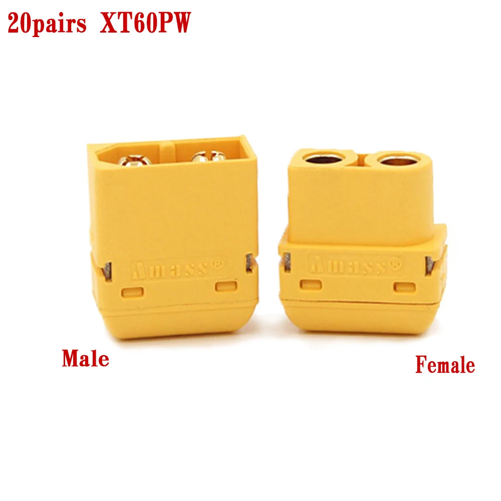 Amass 10/20/50Pairs XT60PW Brass Gold Banana Bullet Male Female Connectors Plug Connect Parts For Remote Control Toy Parts