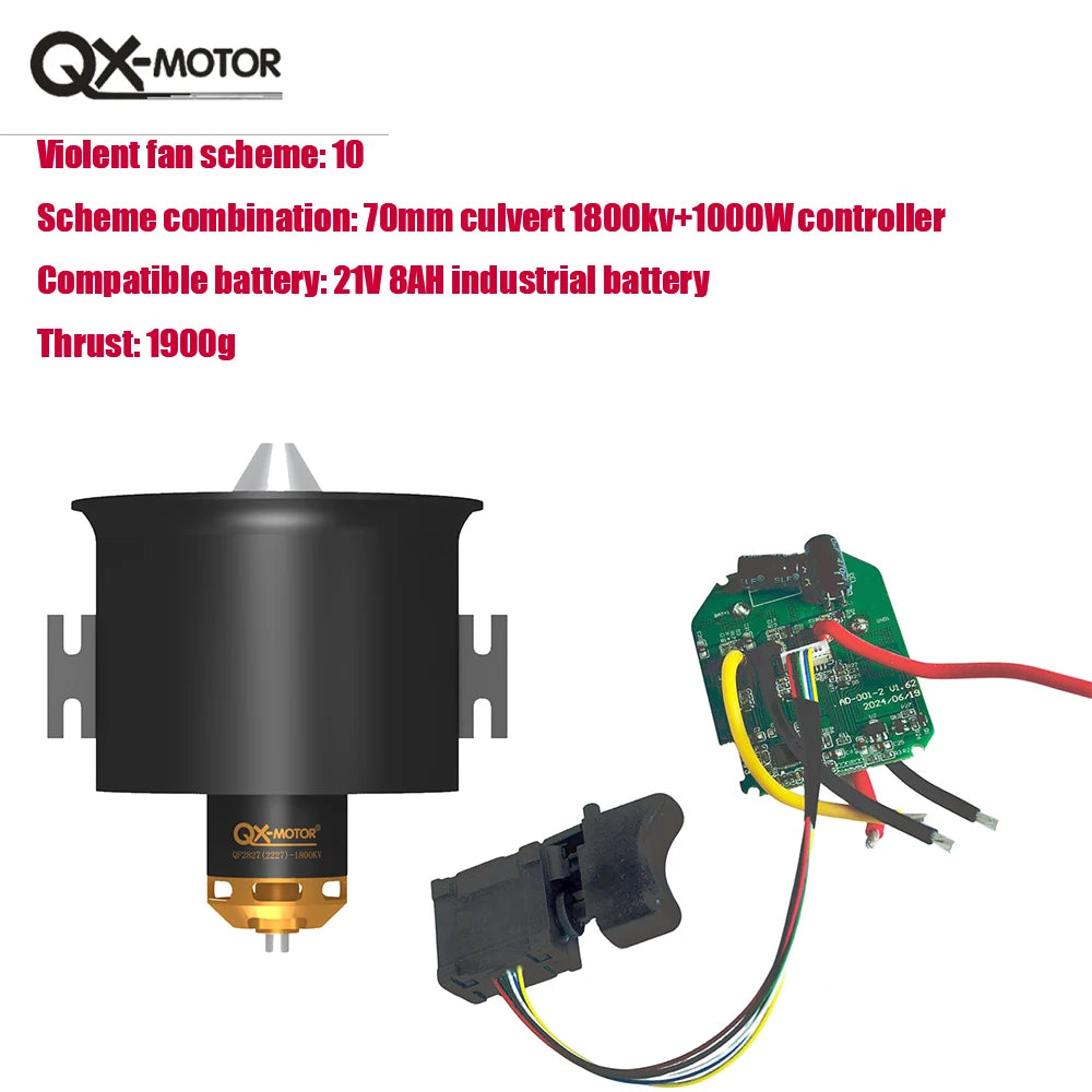 QX-MFLU 50mm 64mm 70mm EDF brushless motor (CW/CCW) assembly parts, equipped with 1KW controller and switch components