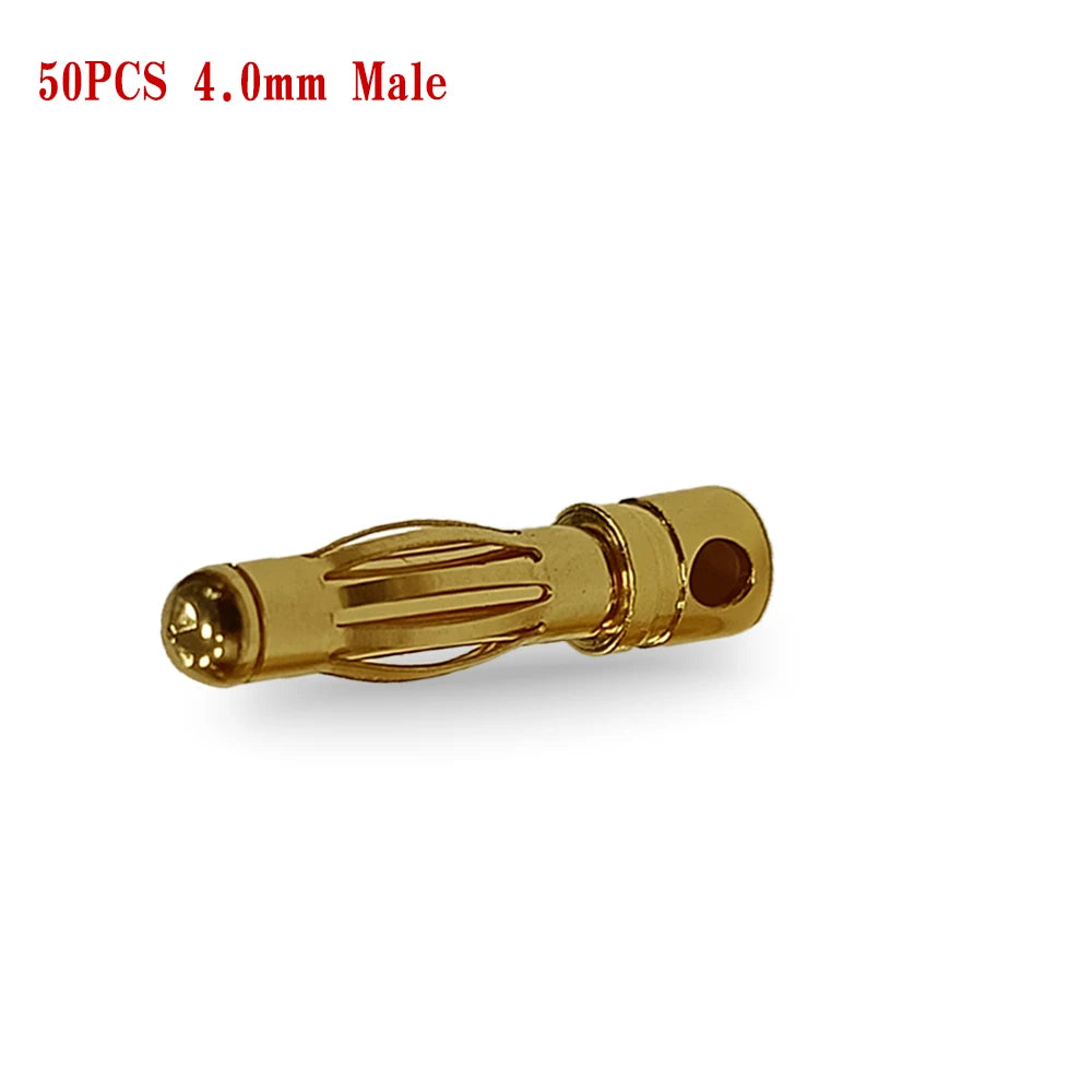 Amass 50/100Pairs 2mm 3.5mm 4mm Gold-Plated Bullet Male Female Banana Plug Connector for DIY RC Lipo Battery ESC Plug