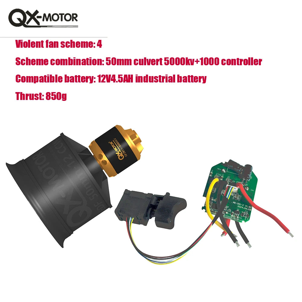 QX-MFLU 50mm 64mm 70mm EDF brushless motor (CW/CCW) assembly parts, equipped with 1KW controller and switch components