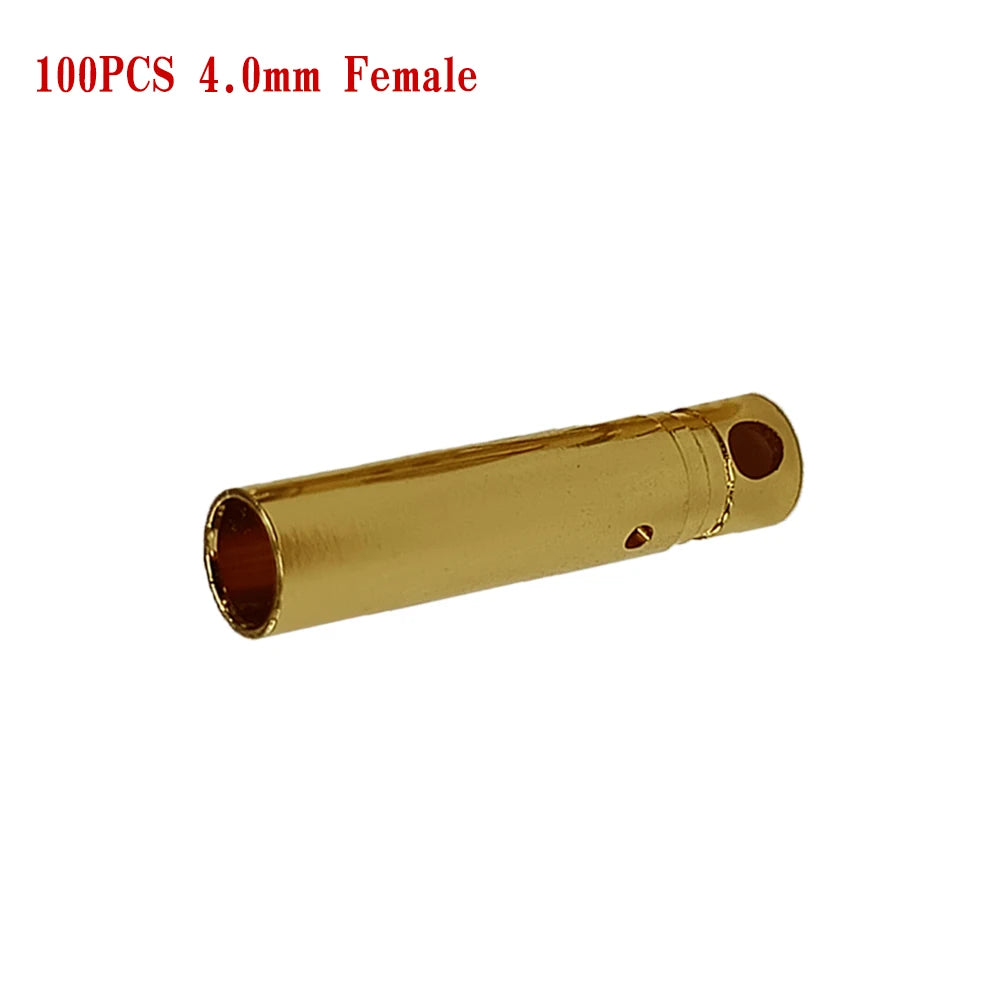 Amass 50/100Pairs 2mm 3.5mm 4mm Gold-Plated Bullet Male Female Banana Plug Connector for DIY RC Lipo Battery ESC Plug