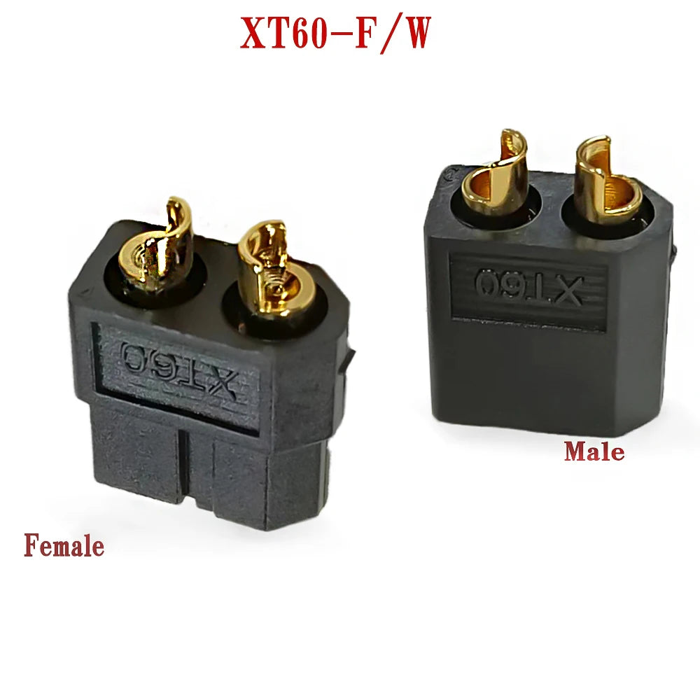 Amass 10/20/50 pair XT60 black brass plated gold bullet connector plug, suitable for remote control toy parts