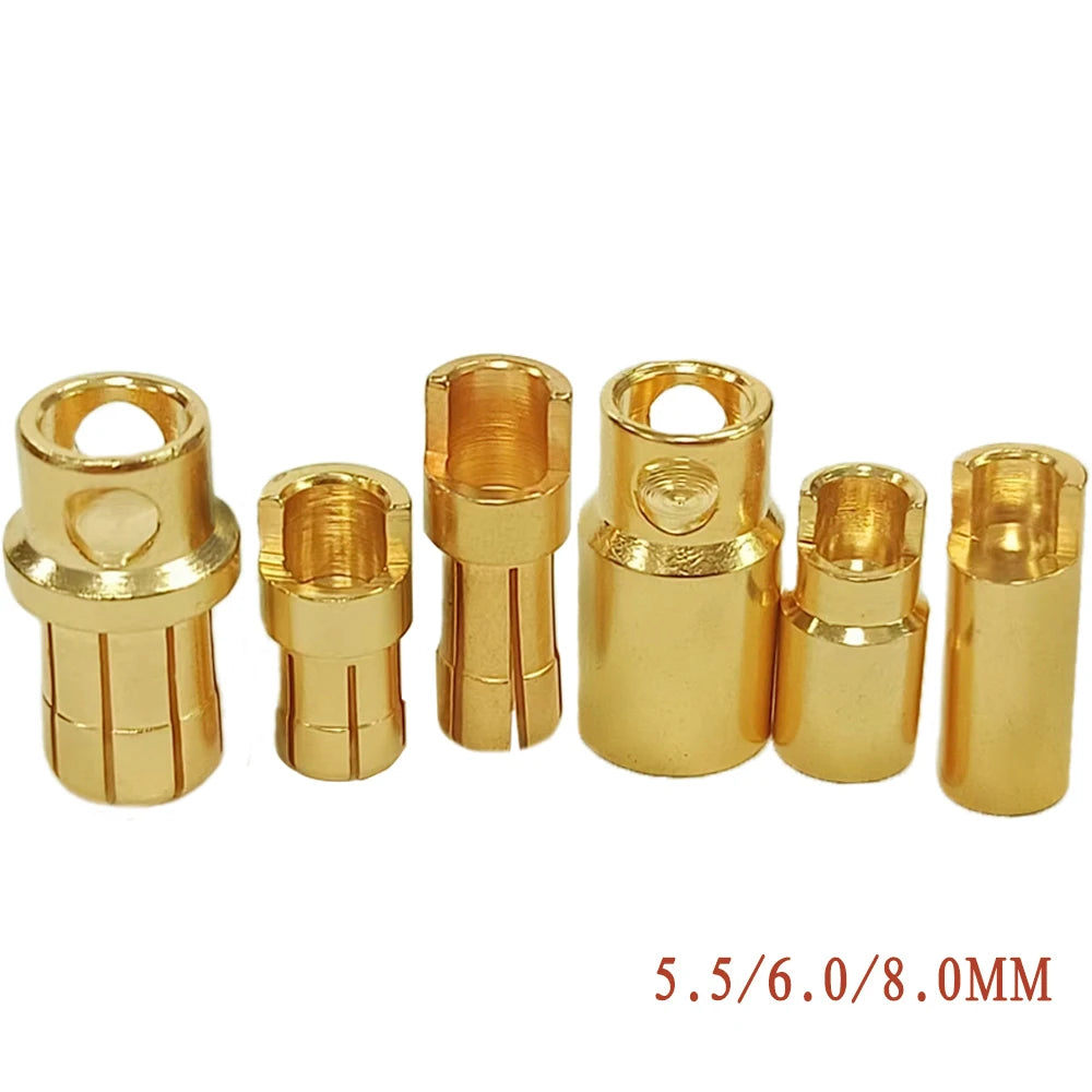 Amass 20/50/100Pairs 5.5mm 6mm 8mm Male Female Bullet Banana Plug Connector for Lipo Battery ESC Motor Remote control toy parts