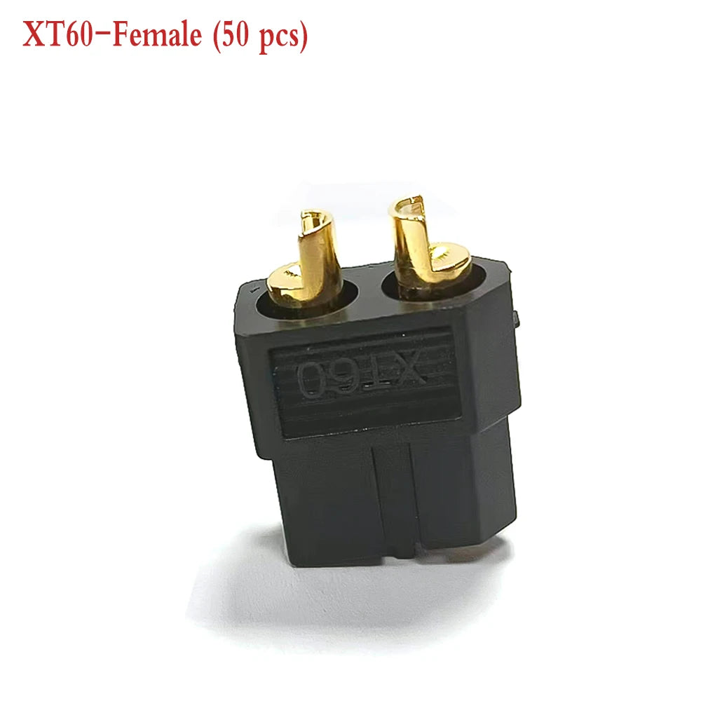 Amass 10/20/50 pair XT60 black brass plated gold bullet connector plug, suitable for remote control toy parts