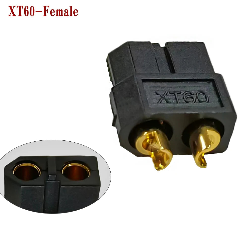 Amass 10/20/50 pair XT60 black brass plated gold bullet connector plug, suitable for remote control toy parts