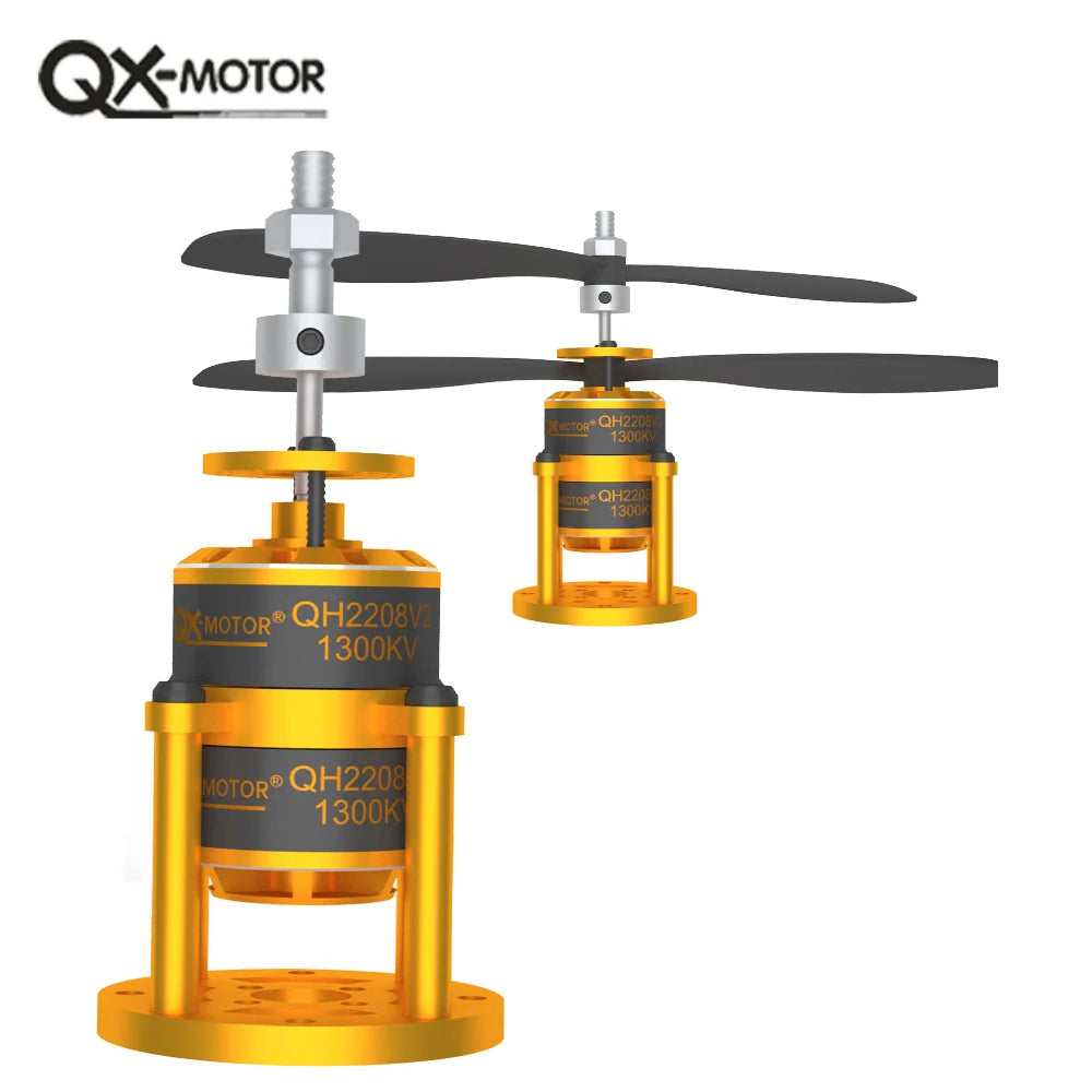 QX-MOTOR QH2208-V2 1300kv coaxial dual propeller brushless motor, paired with 8045 9047 propeller, suitable for toy accessories