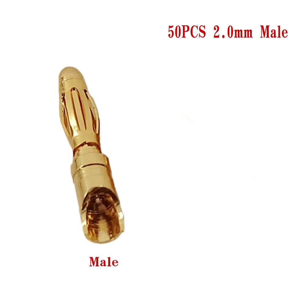 Amass 50/100Pairs 2mm 3.5mm 4mm Gold-Plated Bullet Male Female Banana Plug Connector for DIY RC Lipo Battery ESC Plug