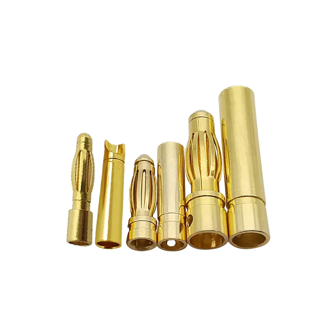 Amass 50/100Pairs 2mm 3.5mm 4mm Gold-Plated Bullet Male Female Banana Plug Connector for DIY RC Lipo Battery ESC Plug