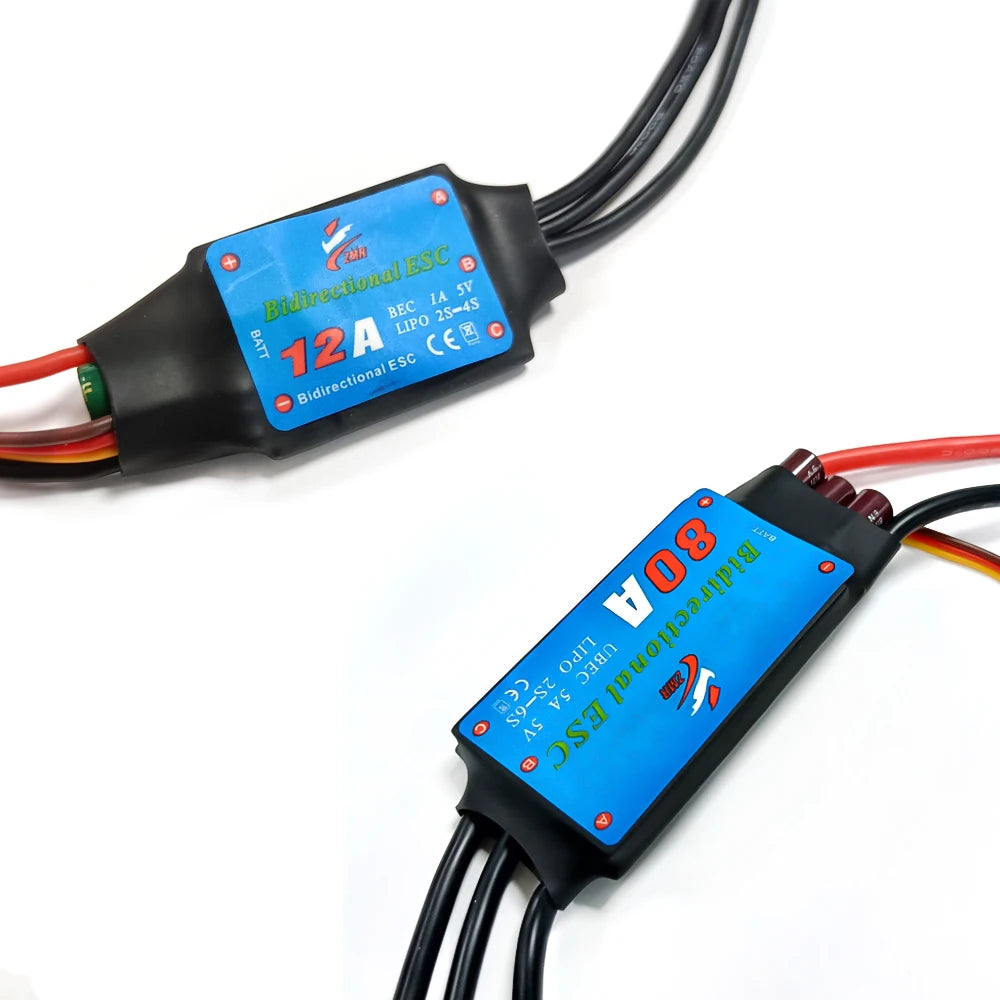 ZMR 12A 20A 30A 60A 80A bidirectional brushless ESC UBEC suitable for RC vehicles/ships/underwater propulsion