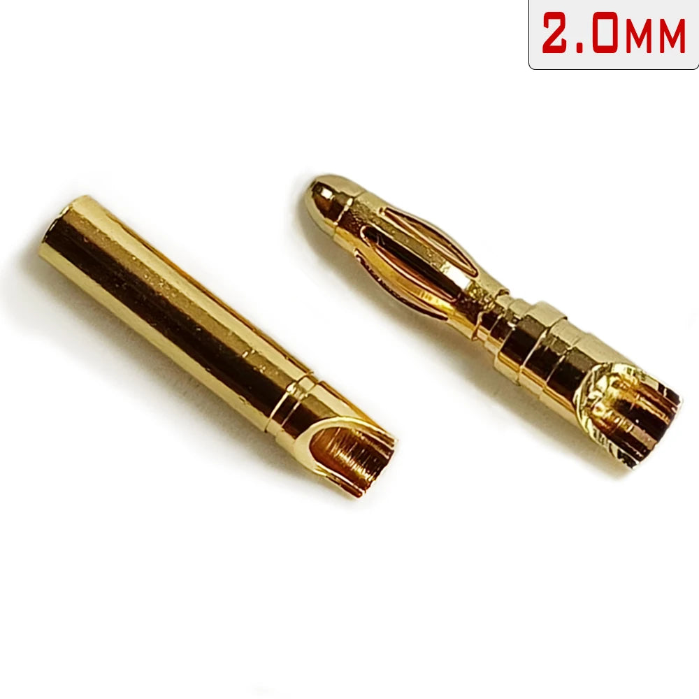 Amass 50/100Pairs 2mm 3.5mm 4mm Gold-Plated Bullet Male Female Banana Plug Connector for DIY RC Lipo Battery ESC Plug