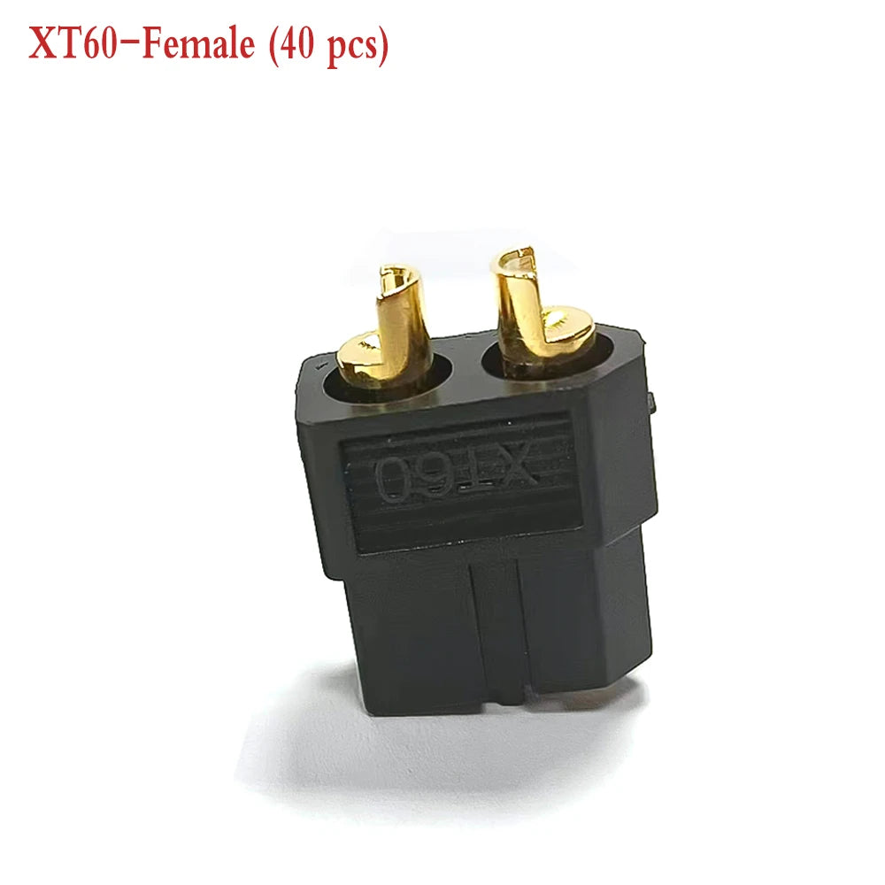 Amass 10/20/50 pair XT60 black brass plated gold bullet connector plug, suitable for remote control toy parts