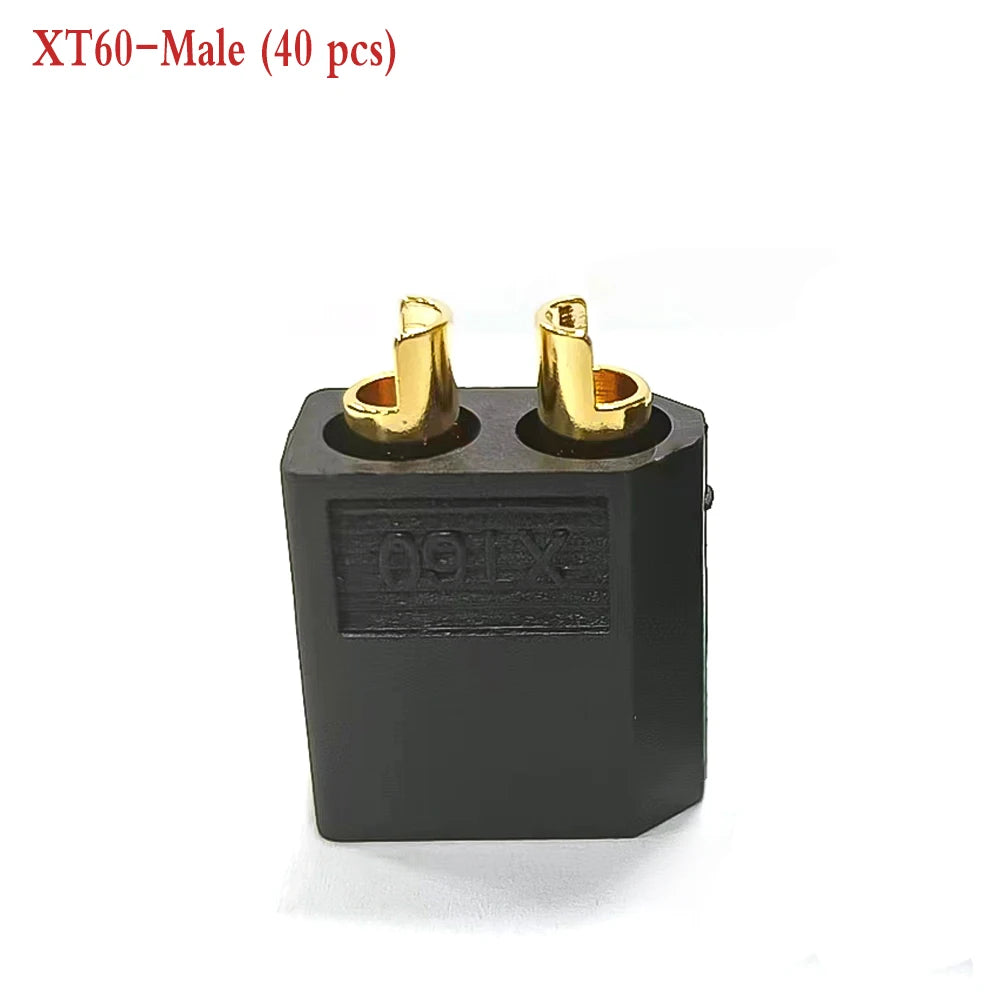 Amass 10/20/50 pair XT60 black brass plated gold bullet connector plug, suitable for remote control toy parts