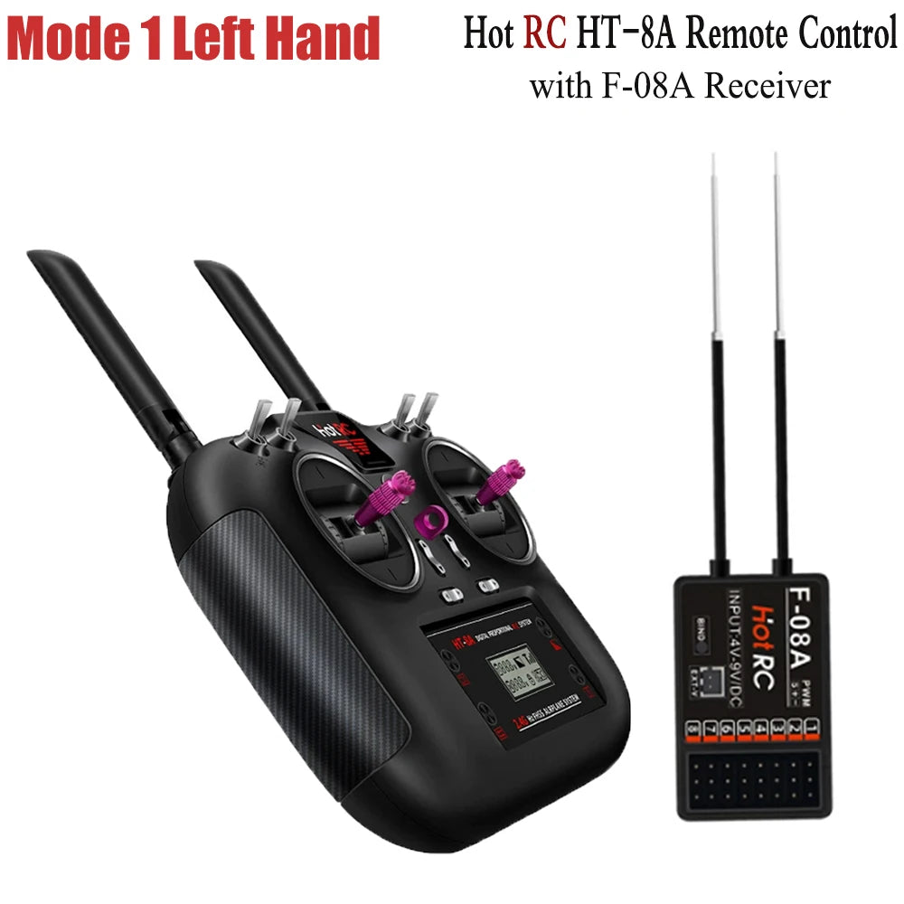 HotRC HT-8A Remote Control 2.4G 8CH 4.5-9V PWM FHSS Transmitter with F-08A Receiver For Remote Controlled Toys