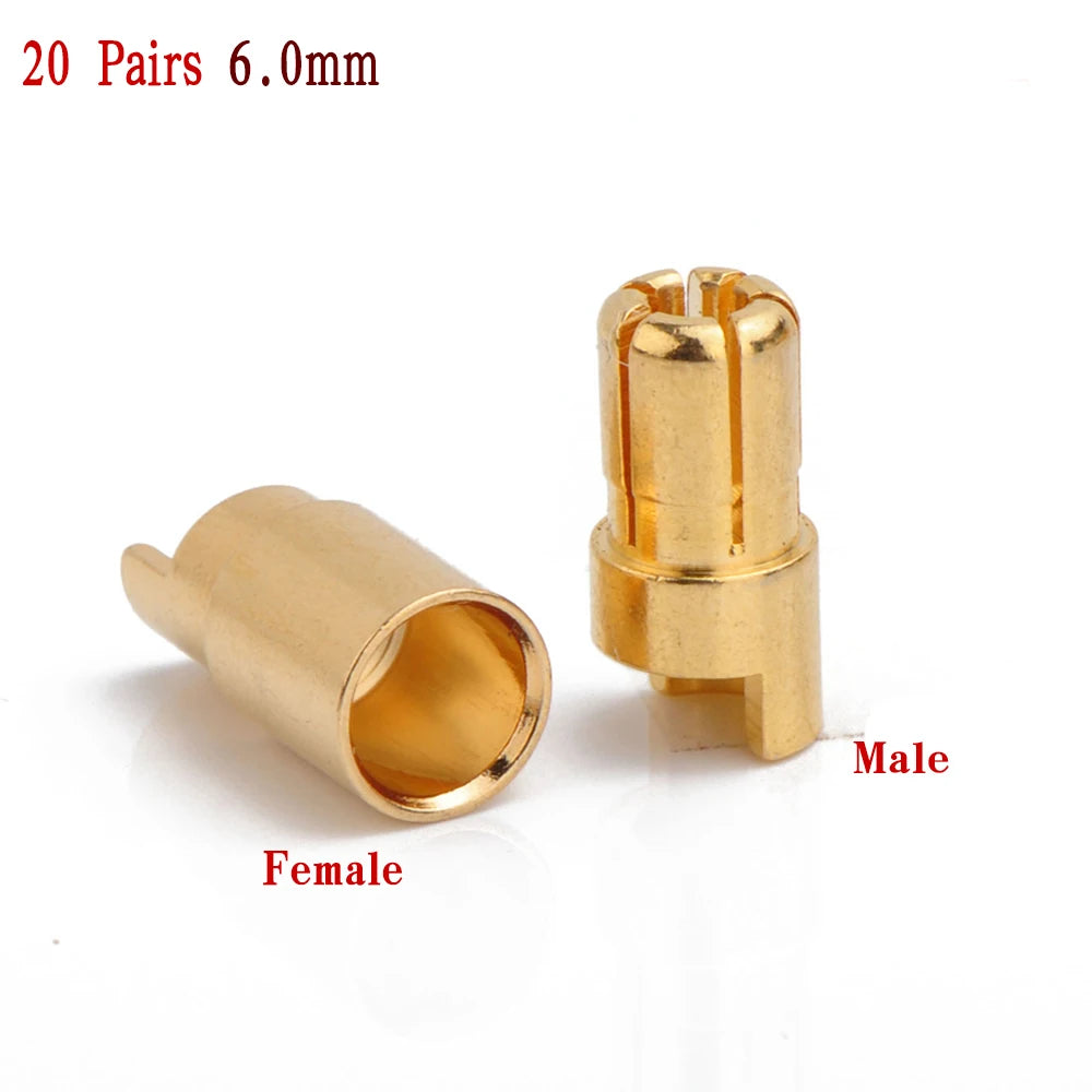 Amass 20/50/100Pairs 5.5mm 6mm 8mm Male Female Bullet Banana Plug Connector for Lipo Battery ESC Motor Remote control toy parts