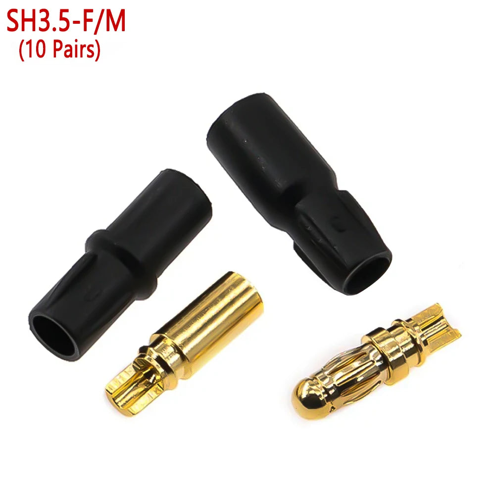 10/20/50pairs Amass 3.5mm SH3.5 Gold Plated Connector with Protective Sleeves for Rc Remote Control Toy Accessories