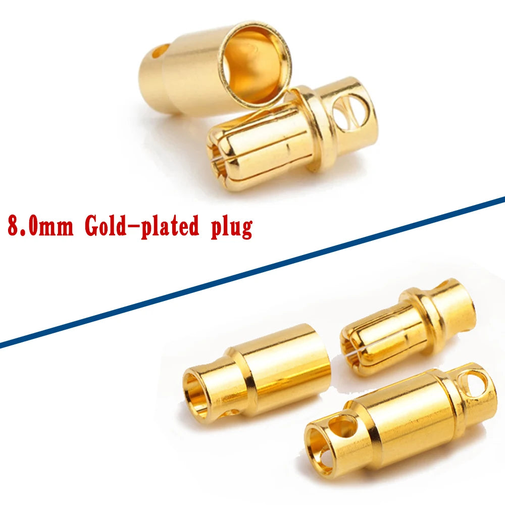 Amass 20/50/100Pairs 5.5mm 6mm 8mm Male Female Bullet Banana Plug Connector for Lipo Battery ESC Motor Remote control toy parts