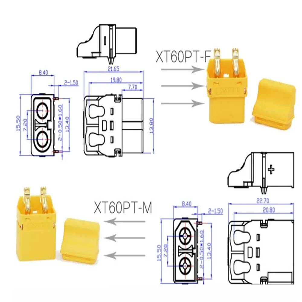 50Pairs Amass XT60PT Male Female Connector Plugs For Brushless Motor / Remote control toy parts