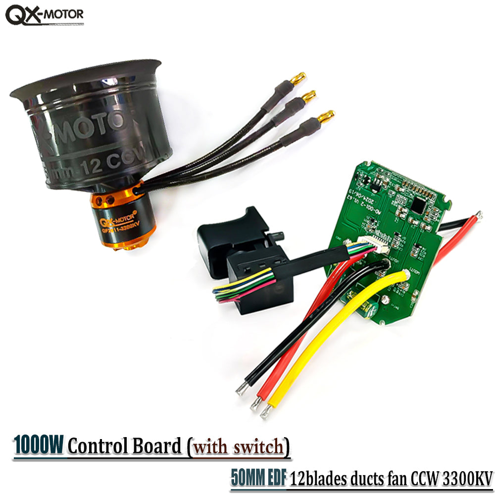 Brushless motor circuit board 1000W controller (with switch) and 50mm EDF 12 blades fan CCW 3300KV for violent fan accessories