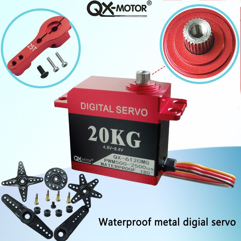 QX-MOTOR QX-6120MG 180° Digital Rc Servo 20kg Torque Waterproof For RC car Toy