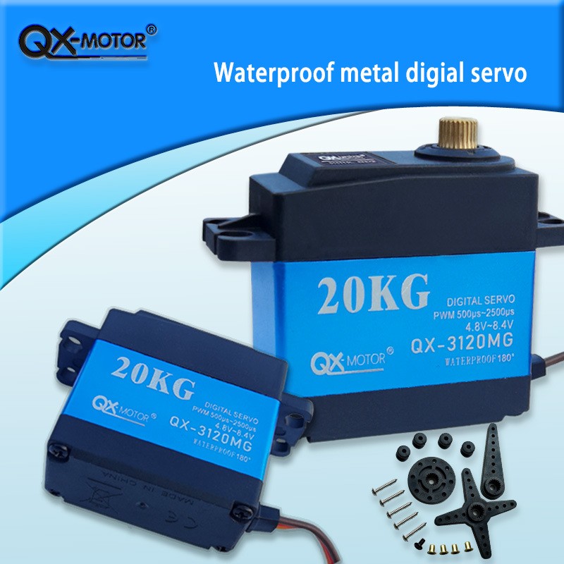 QX-3120MG High voltage Waterproof servo 20KG 180° 360° high speed metal gear digital servo for 1/8 1/10 Scale RC Cars