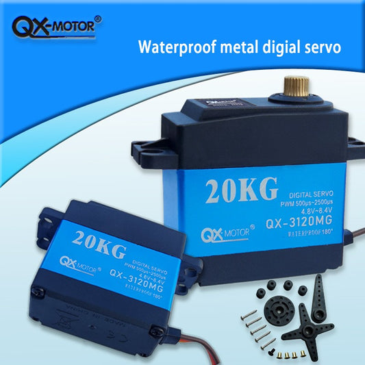 QX-3120MG High voltage Waterproof servo 20KG 180° 360° high speed metal gear digital servo for 1/8 1/10 Scale RC Cars