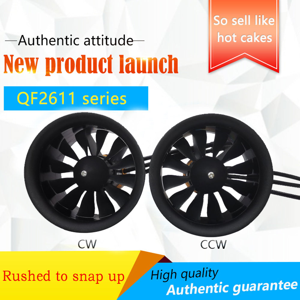 QX-motor 50mm EDF 12 blades Ducted fan CW CCW with QF2611 Brushless motor 3S 4S for FMS RC aircraft