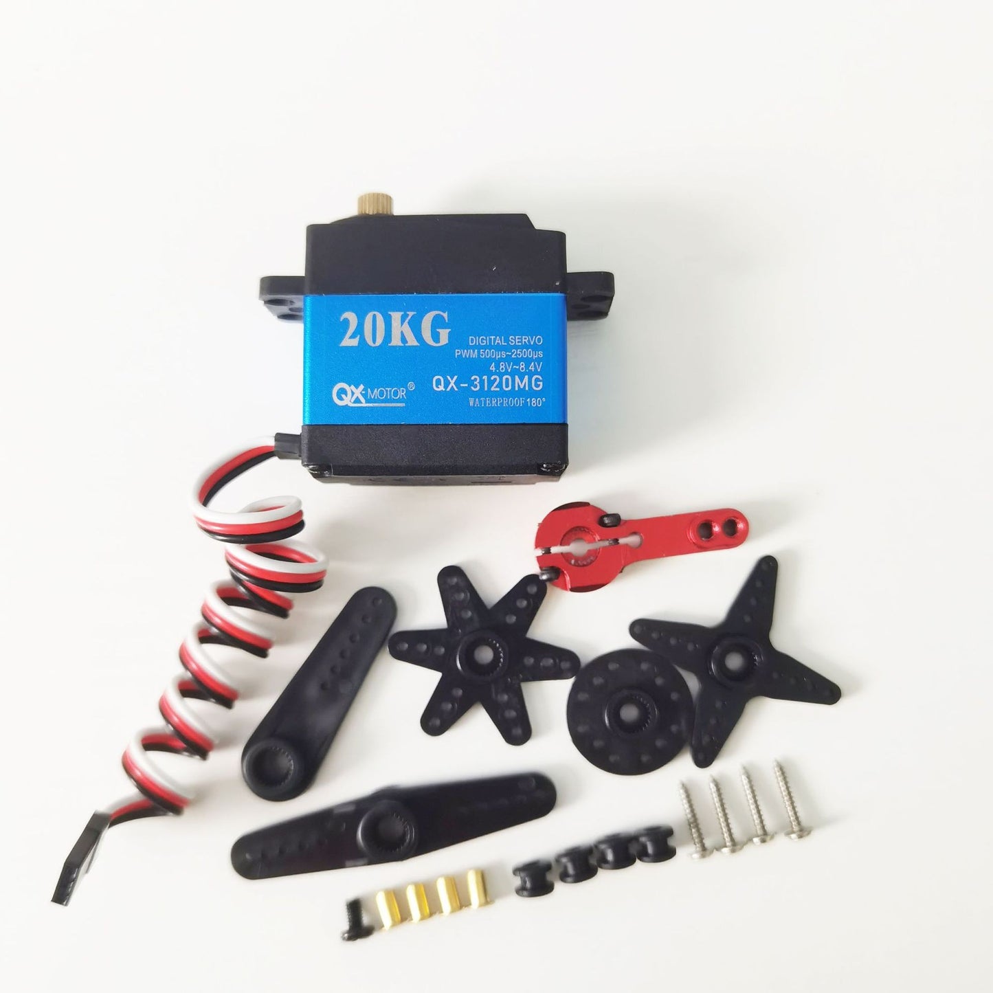 QX-3120MG High voltage Waterproof servo 20KG 180° 360° high speed metal gear digital servo for 1/8 1/10 Scale RC Cars