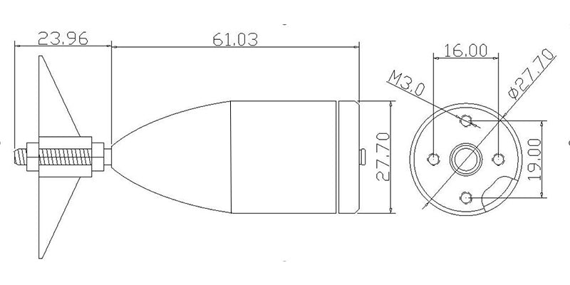 14.8V-24V Underwater Thruster Waterproof Brushless Motor 3.5KG Thrust for Nest boat DIY Models