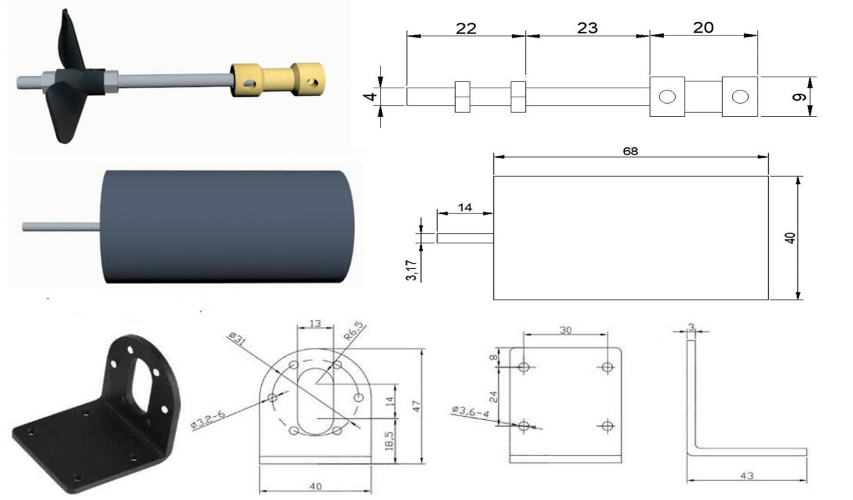 12V 16V brush underwater propeller motor 545/50T for unmanned / nesting trawler/remote control /duck boat