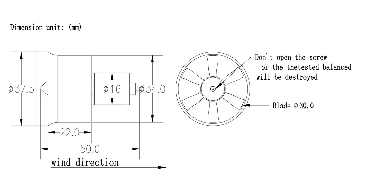 QX-Motor 30mm 6 Blades EDF Unit With QF1611 14000KV 7000KV 6000KV 5000KV Brushless Motor